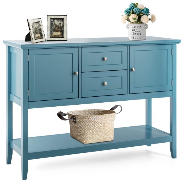 Buffet Sideboard with 2 Wood Storage Drawers & Open Shelf