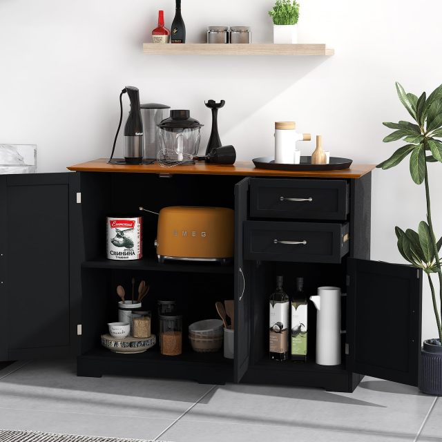 Farmhouse Sideboard Storage Cabinet with 3 Doors for Kitchen Cupboard Dining Room
