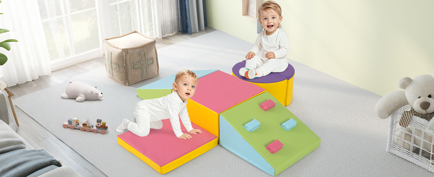 6 Piece Foam Climbing Toys for Toddlers with PU Leather Cover