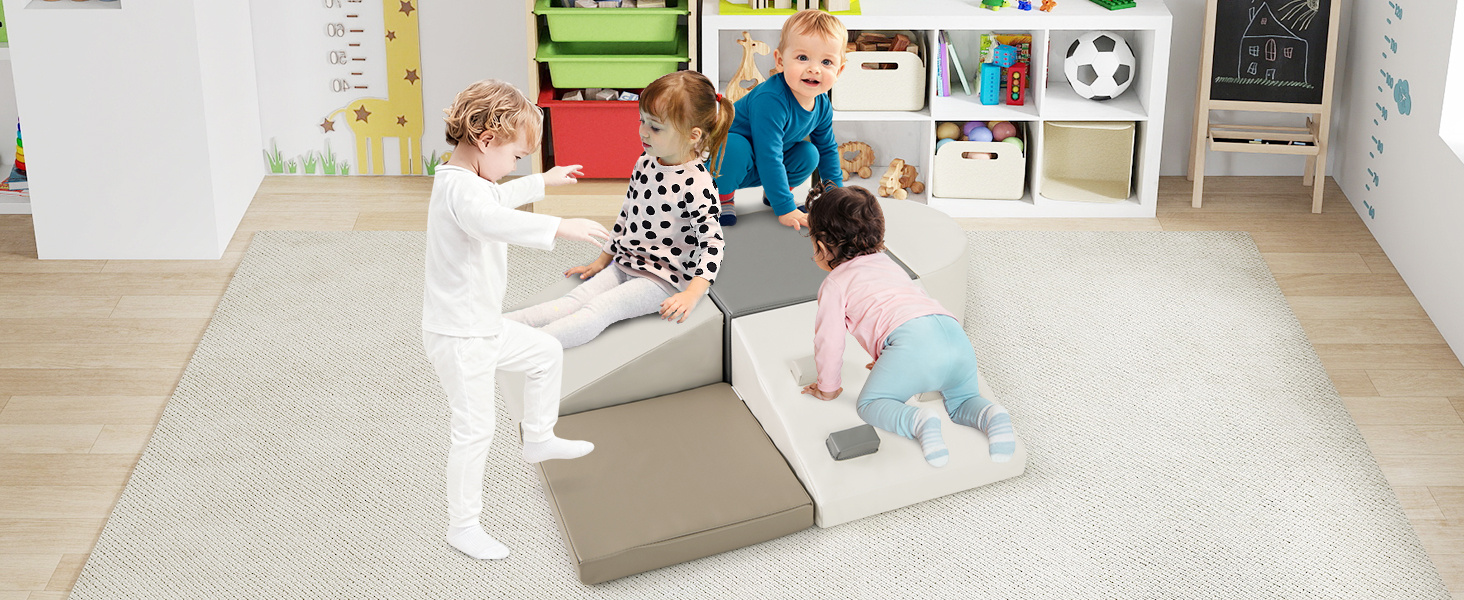 6 Piece Foam Climbing Toys for Toddlers with PU Leather Cover