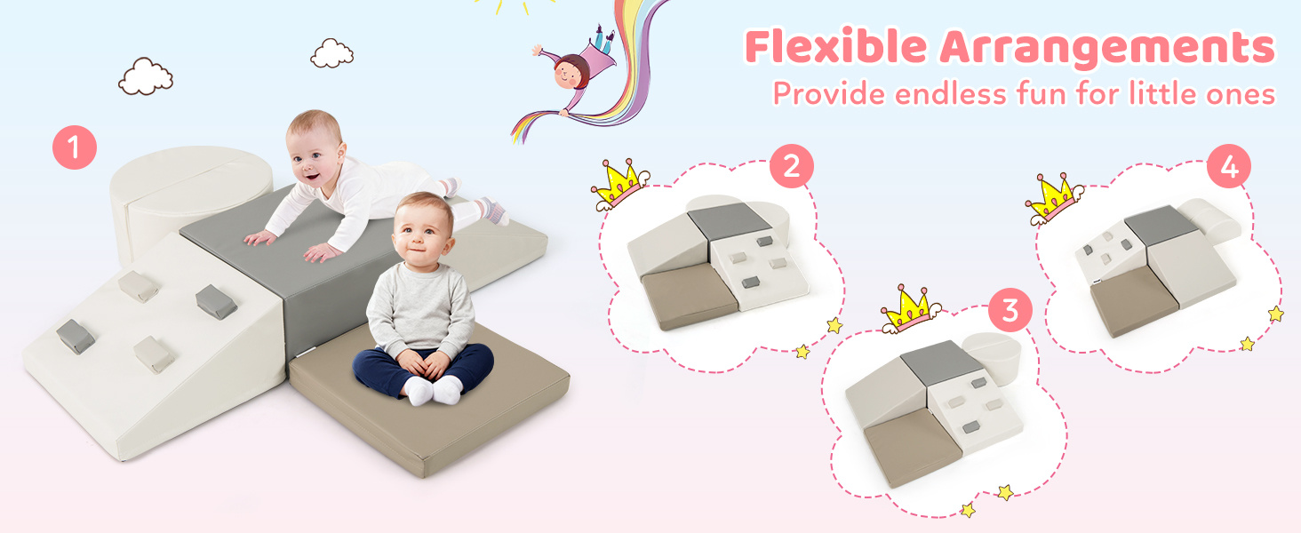 6 Piece Foam Climbing Toys for Toddlers with PU Leather Cover