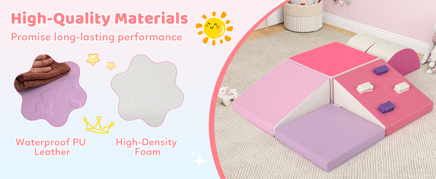 6 Piece Foam Climbing Toys for Toddlers with PU Leather Cover