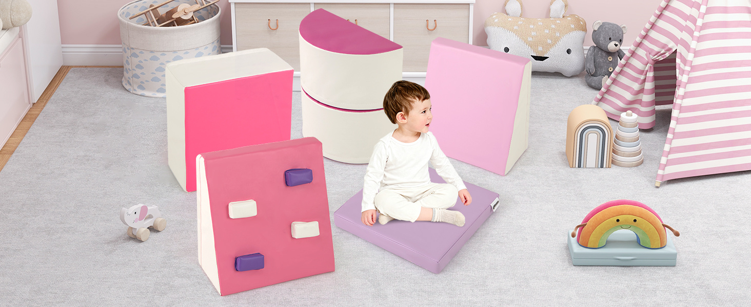6 Piece Foam Climbing Toys for Toddlers with PU Leather Cover