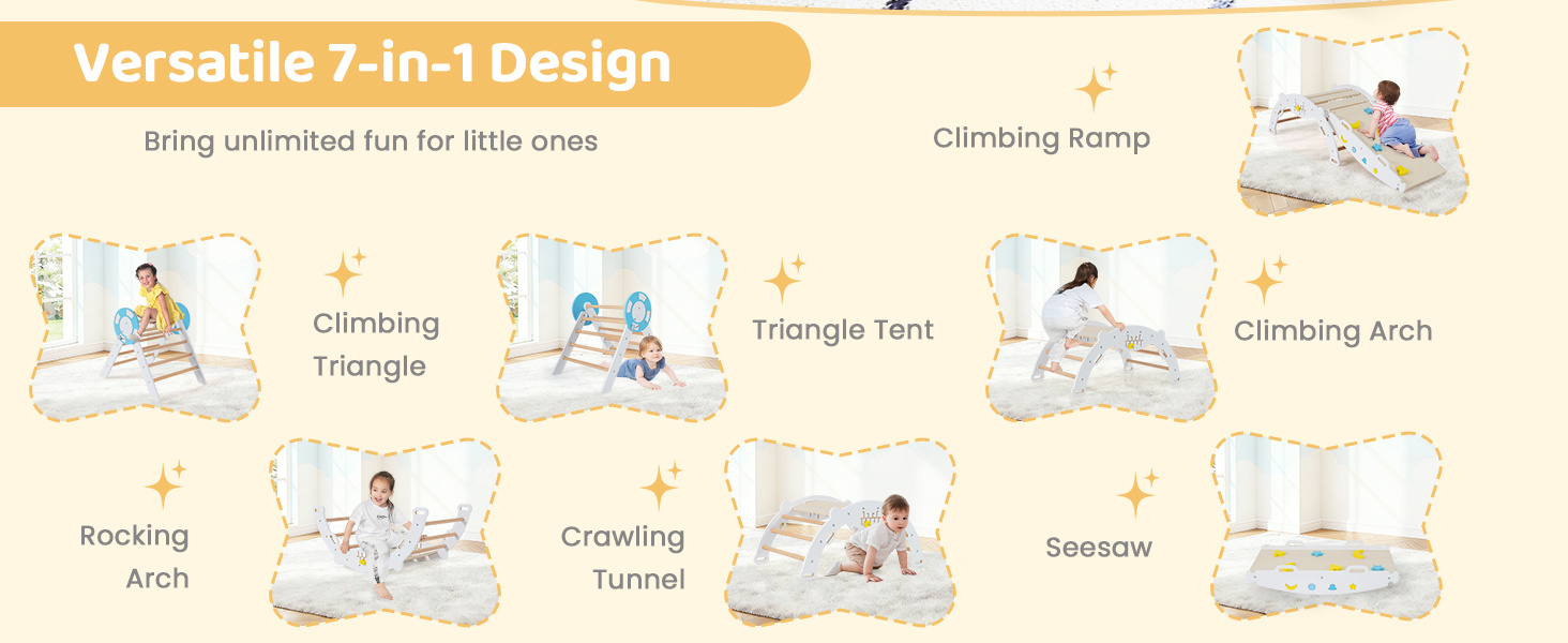 7-in-1 Colorful Montessori Climber Set Toddler Nautical Themed Climbing Set