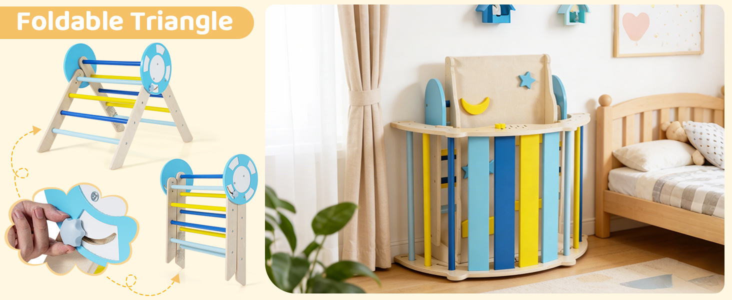 7-in-1 Colorful Montessori Climber Set Toddler Nautical Themed Climbing Set