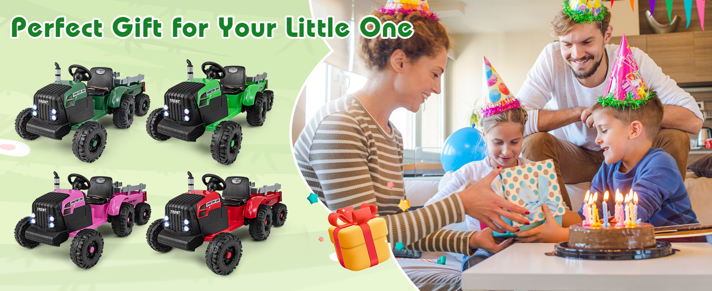 24V Ride On Tractor with Detachable Trailer for Kids
