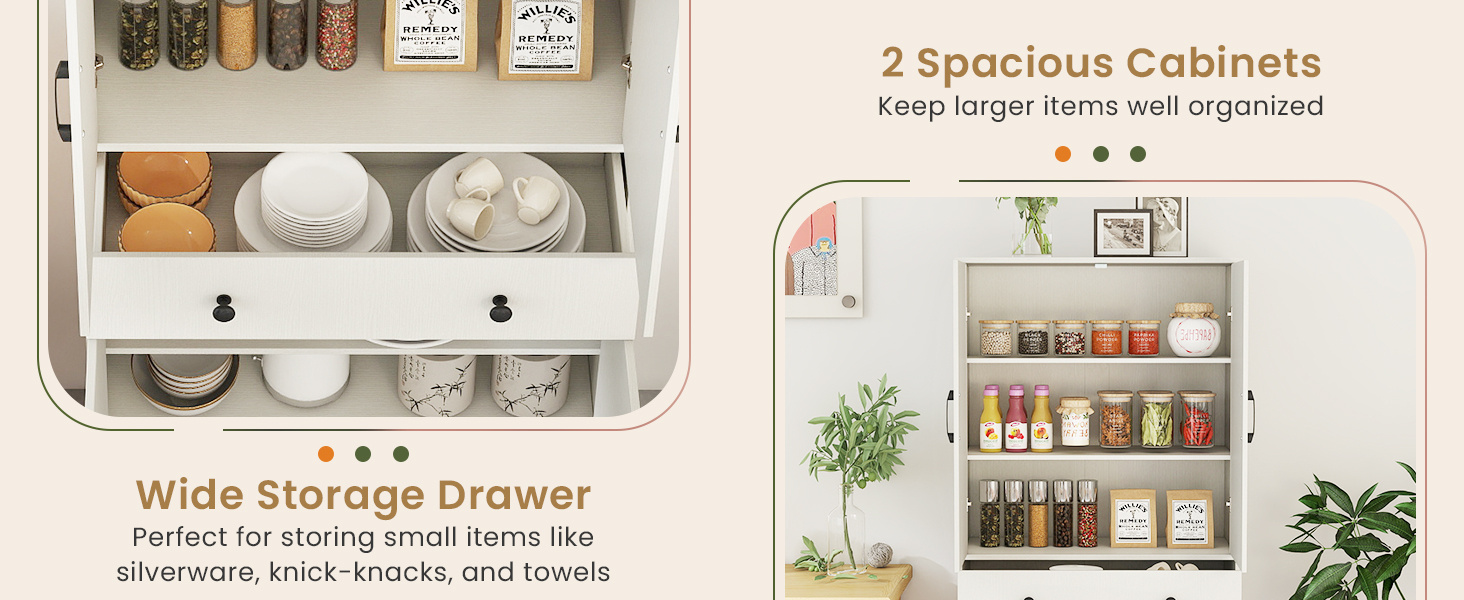 183cm Tall Kitchen Pantry with 4 Barn Doors and 3 Adjustable Shelves