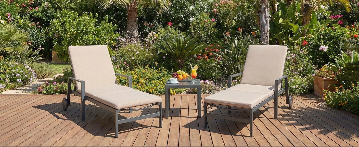 Folding Outdoor Chaise Lounge Cushion Patio Furniture Pad with Straps