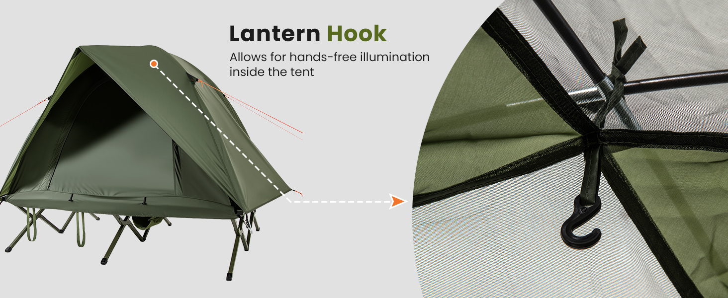 2-Person Camping Cot Tent Foldable Off-Ground Camping Combo for Adults