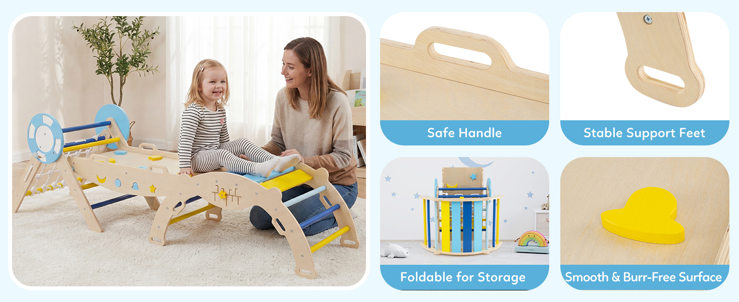 8-in-1 Wooden Triangle Set Foldable Montessori Climbing Toys