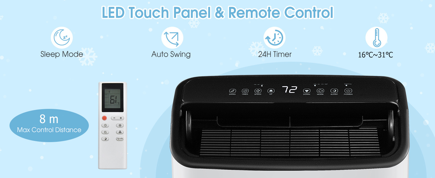 18000 BTU Portable Air Conditioner 4-in-1 with Remote Control