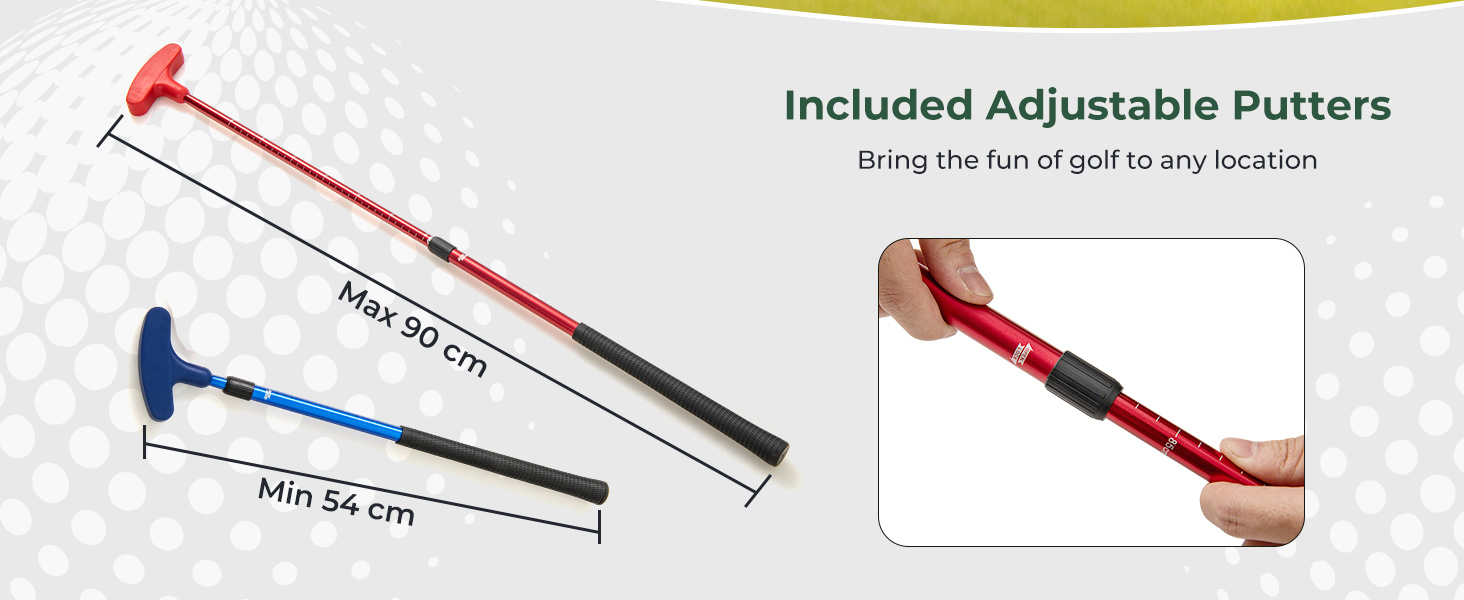 11 FT Indoor Outdoor Putting Green Mat with 2 Adjustable Putters