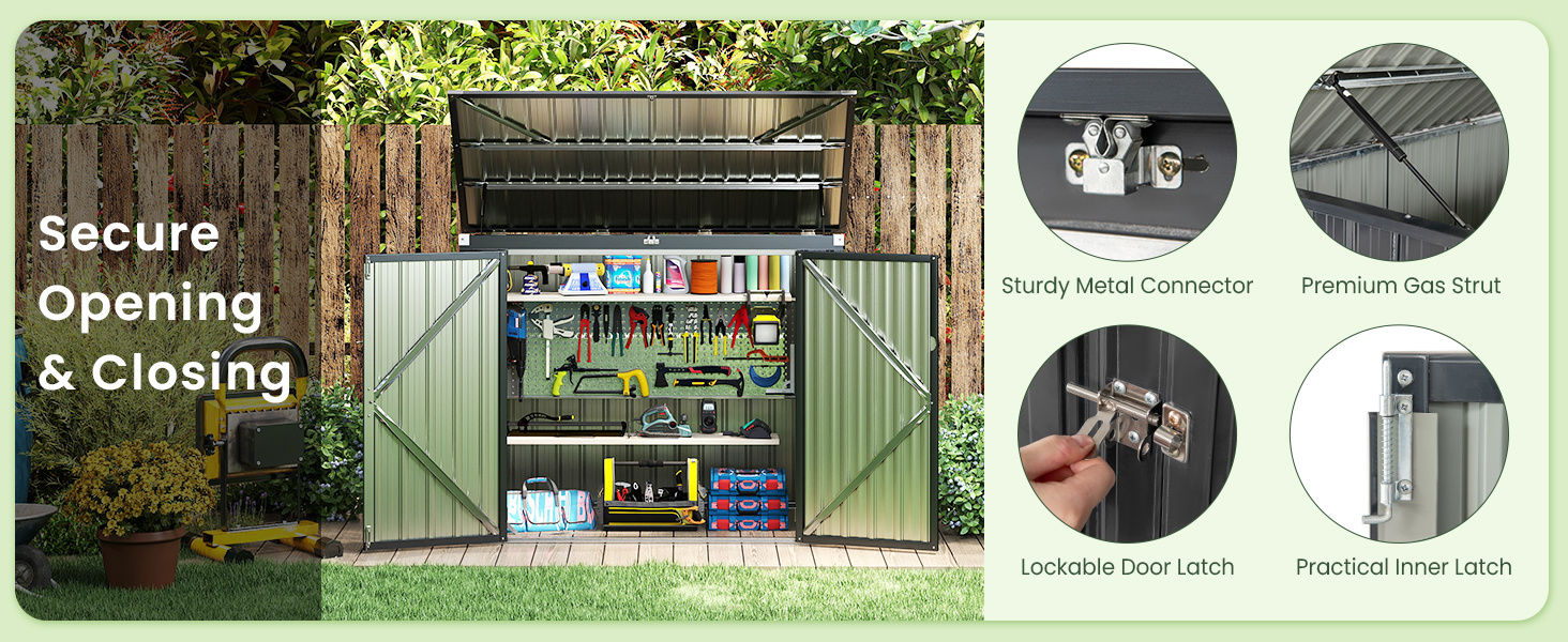 Outdoor Trash Can Storage Shed with Double Openings