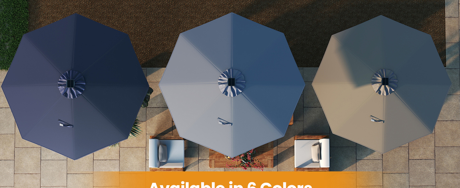 3m Solar Powered LED Lighted Patio Umbrella with Tilt and Crank