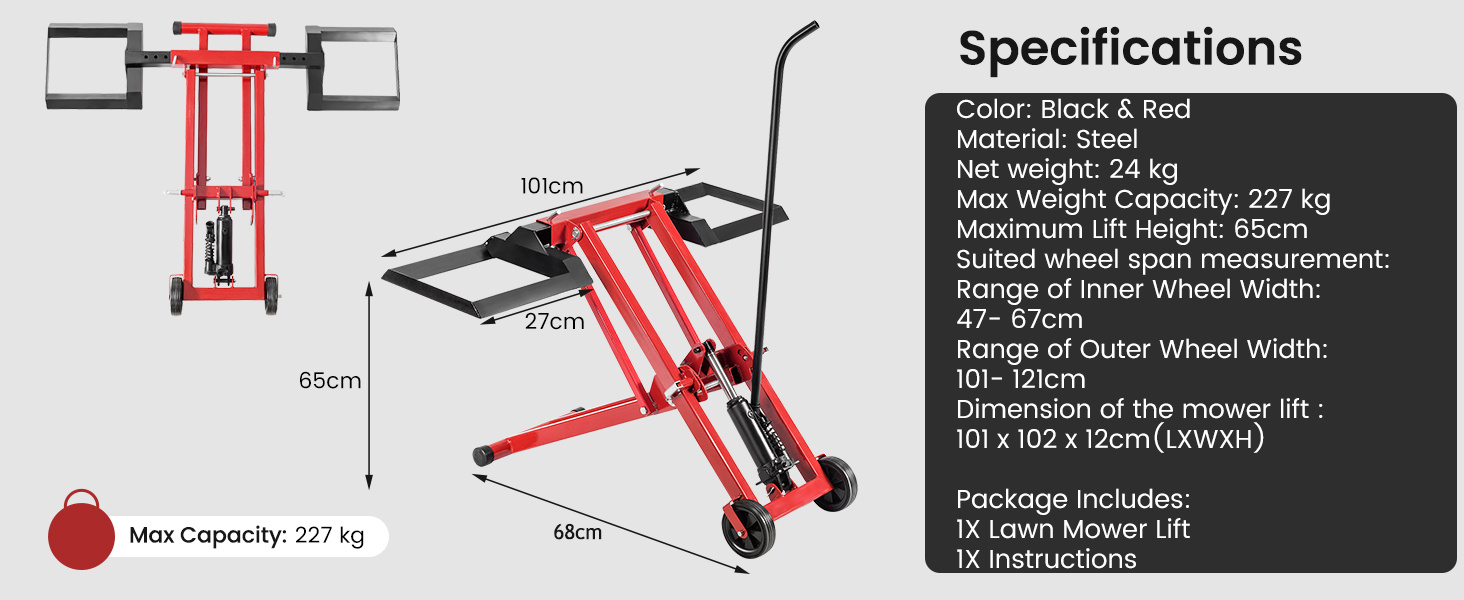 Lawn Mower Lift Jack with Wheels for Garden Tractors